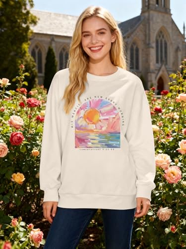 Christian Sweatshirts for Women Jesus Religious Faith Tops - color: Apricot, size: Large