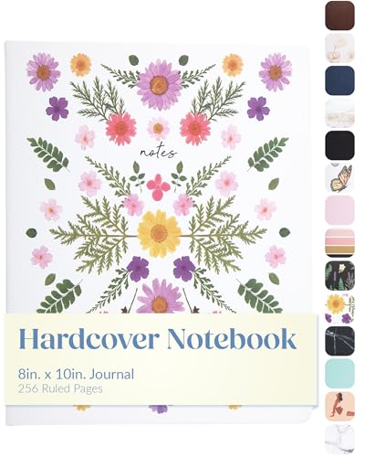 WORLD TRAVELER Large Lined Journal Notebook 256 Ruled White & Ivory Pages - color: Debossed Floral
