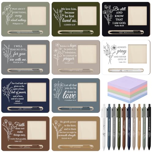 Eaasty 10 Sets Christian Sticky Note Holders with Notes and Ballpoint Pens - style: Bohemian