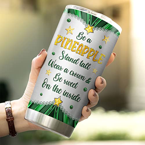 Personalized Coffee Tumbler Pineapple Jewelry Style Travel Mug With Lid Custom Name Birthday Gifts For Women Friends Girls Insulated Cup Cold Steel Tumblers Inspirational Quotes - color: Pineapple Name