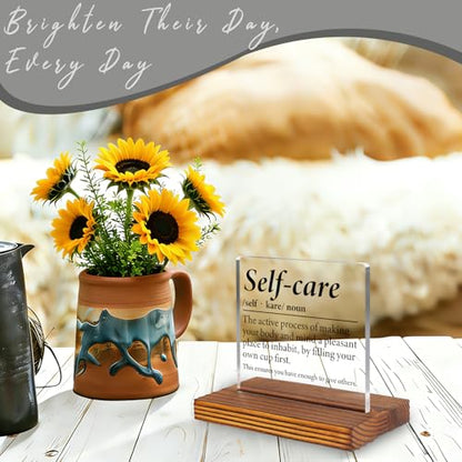 Self Care Inspirational Desk Sign for Women Men, Motivational Acrylic Office Decor with Positive Wellness Quote, Mental Wellness Encouragement Gift for Coworker Friend Therapist Nurse EC438 - style: Coworker Friend Therapist