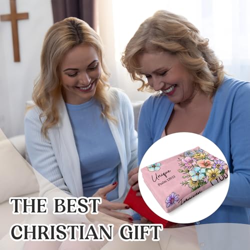Christian Birthday Gifts for Women, Christian Religious Blanket with Flower - color: Pink, size: 80"x60"