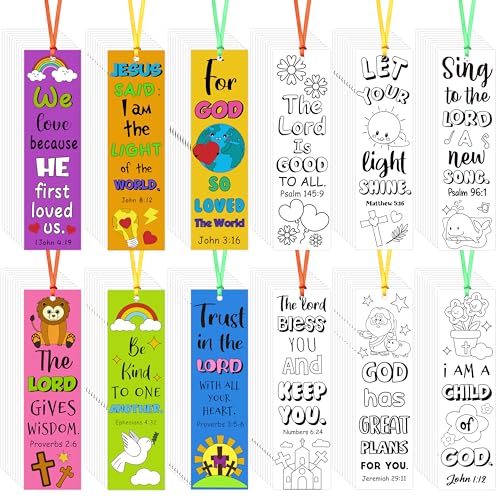 120Pcs Bible Color Your Own Bookmarks Religious DIY Crafts - style: Bible
