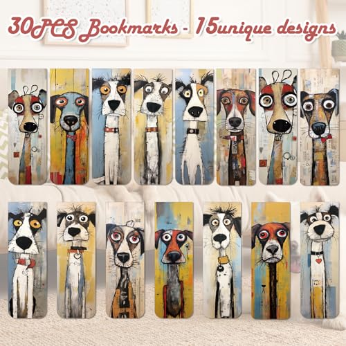 Funny Dog Magnetic Bookmark Gifts - Wxiben 30 Pcs Cartoon Puppy Dog Magnet Book Markers for Reading Pet Bookmarks Magnetic Page Clips Gifts for Book Lovers Women Men Students Teacher Office Supplies - style: Funny Dog