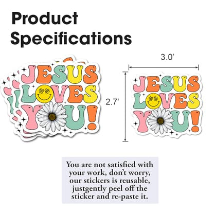 Jesus Stickers 3Pcs God Decals Vinyl Waterproof Journaling Aesthetic Christian Faith Jesus Stickers for Water Bottles, Phone Laptop (Jesus Loves You) - color: Jesus Loves You