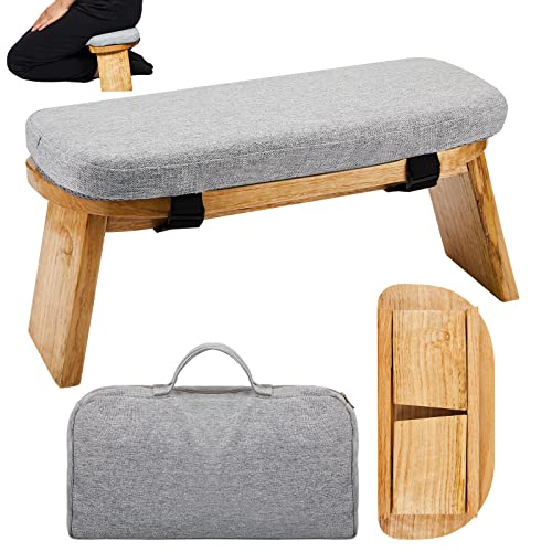 Namalu Bamboo Meditation Stool Foldable with Cushion, 16.1 x 7.5 x 6.7 Inch