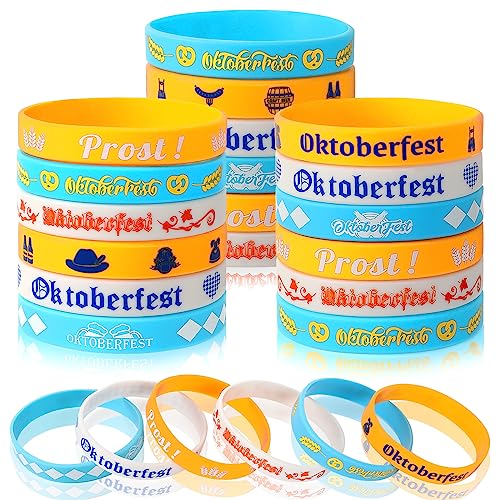JUNEBRUSHS 42pcs Oktoberfest Party Favors Silicone Bracelets Bavarian Decor - style: Oktoberfest Style