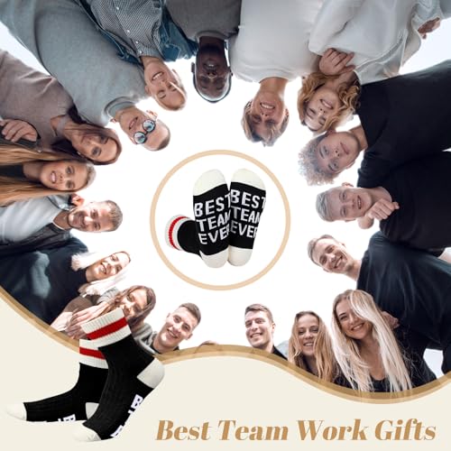Glitopper 6 Pairs Best Team Ever Gift Socks Bulk Employee Appreciation Gifts for Women Men Team Coworker Staff Office Favors - color: Black