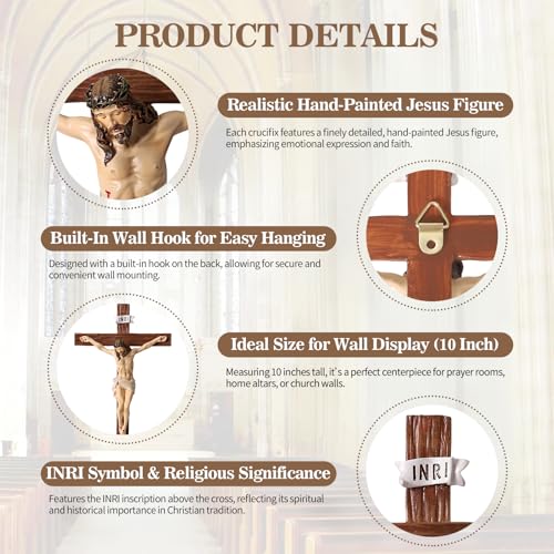 TALPGOD Crucifix Wall Cross 21 Inch,Jesus Cross Home Décor,Jesus Statue Catholic Hanging Cross for Wall Art,Religious Wall Crucifix Decor,Crucifijos Catolicos Cross Wall Decor - size: 21 inches
