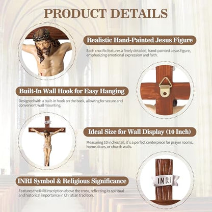 TALPGOD Crucifix Wall Cross 21 Inch,Jesus Cross Home Décor,Jesus Statue Catholic Hanging Cross for Wall Art,Religious Wall Crucifix Decor,Crucifijos Catolicos Cross Wall Decor - size: 21 inches