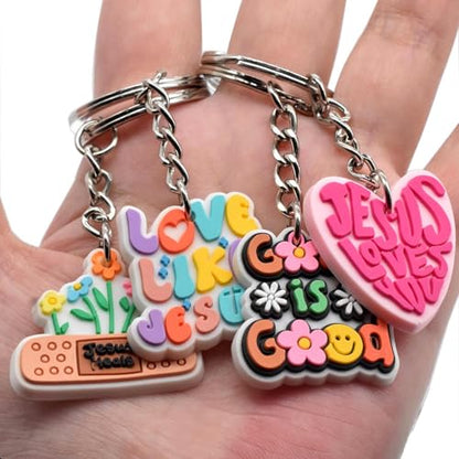 Papacharms 50PCS Jesus Keychains Christian Key Chain Cross Keychain for Christian Gift