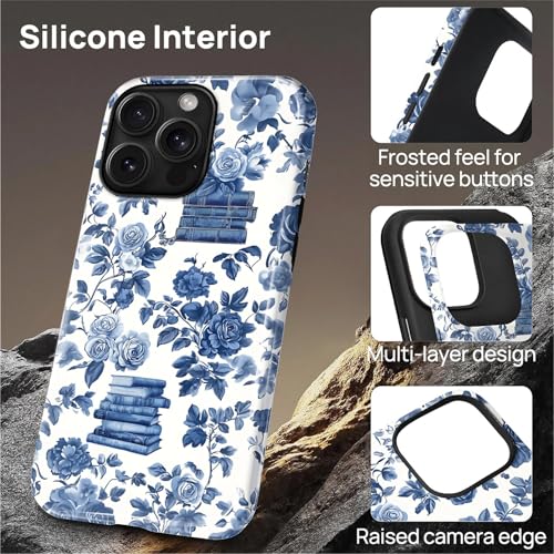 Magnetic Case for iPhone 14 Pro Max, Compatible with Magsafe PC Hard Shell & Silicone Inner Bumper Anti-Scratch Full-Body Cover Shockproof Slim Design Bookish Flower Rose Book Lover - color: Bookish Flower Rose Book Lover, size: iPhone 14 Pro Max