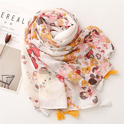 Yeieeo Boho Scarf for Women Lightweight Floral Printed Scarf Fall Winter Fashion Fringed Shawl - color: Floral 28