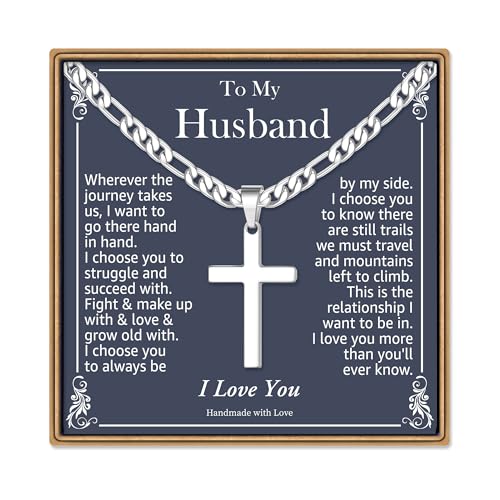 IEFLIFE Gifts for Son Men - Gifts for Son Grandson Boy Cross Necklaces - color: Silver