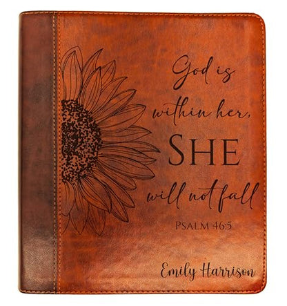 Personalized ESV Journaling Study Bible | Custom Engraved Name | Wide Margin for Notes | Christian Gift for Men & Women (Sunflower Personalized)