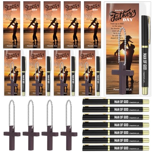 Motiskyy 24 Sets Man of God Bible Verse Pens with Bookmarks - style: Father Day