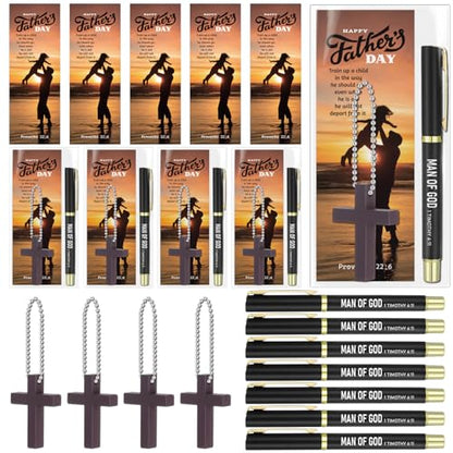 Motiskyy 24 Sets Man of God Bible Verse Pens with Bookmarks - style: Father Day