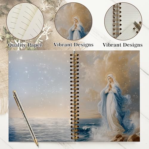 Christian Notebook Journal - Virgin Mary Christian Gifts for Women, Inspirational Bible Journal Notebooks for Note Taking, Bible Study, Prayer & Church Notes, A5 Spiral Notebook (Virgin Mary-Blue) - color: Virgin Mary-Blue