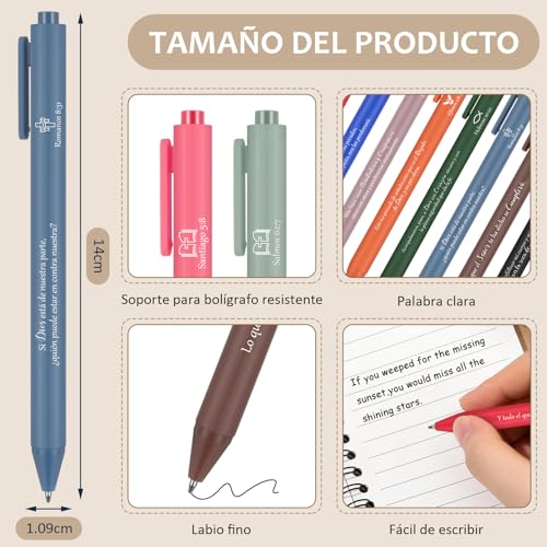 Supervitae 50 Pcs Spanish Bible Verse Pens Christian Pens Bulk, Dark Color - color: Dark Color