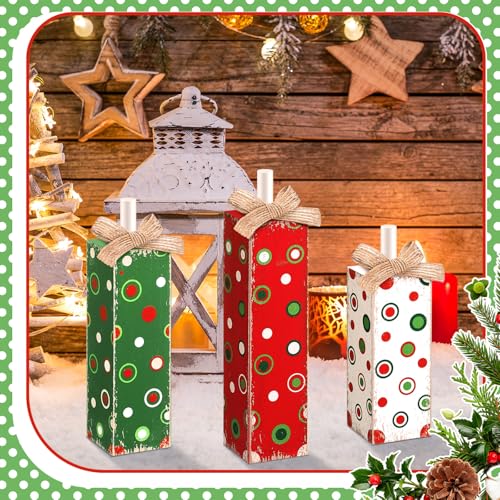 Cinnvoice 3 Pcs Christmas Table Decorations for Home, Polka Dot - style: Red Green Style