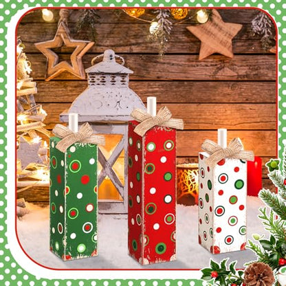 Cinnvoice 3 Pcs Christmas Table Decorations for Home, Polka Dot - style: Red Green Style