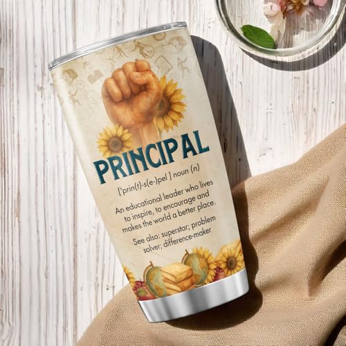 Principal Appreciation Gift 20oz, Stainless Steel Insulated Tumbler with Funny Definition and Nutrition Facts, Thoughtful End of Year Gift for School Leader, Mentor, Boss - color: School Principal Appreciation