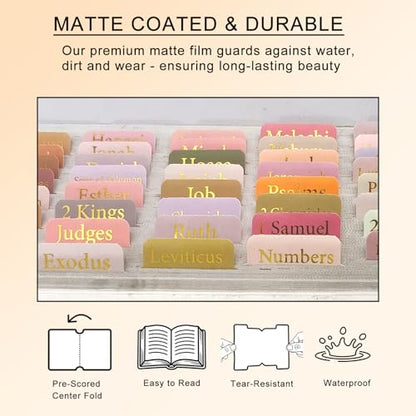 Vorscrin-Laminated Bible Tabs for Women and Men, Gold Foil Lettering Design, Reposition and Large Print Stickers, Bible Study Supplies, 75 Chapters Labels for Easy Navigation (Boho) - color: Boho