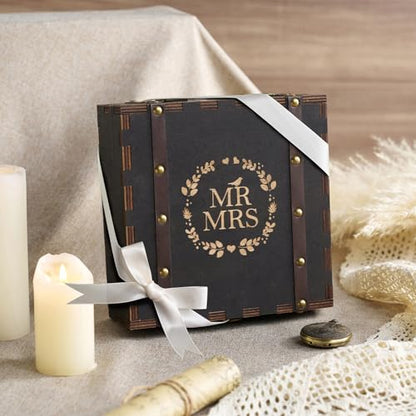 AW BRIDAL Black Wedding Keepsake Box Mr Mrs Memory Box Wood Storage Box with Lids Anniversary Engagement Gifts for Couples Bridal Shower Bride Gifts - color: Black Mr & Mrs