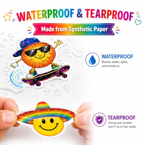 Cool Smiley Face Stickers, 50 Pcs, 2.12 Inch Waterproof for Water Bottles - color: Cool Smiley