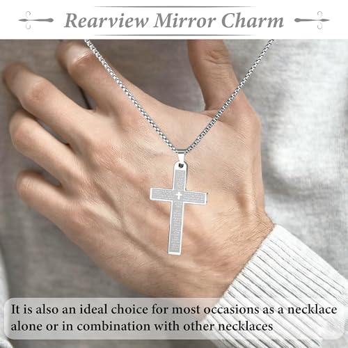 Cross Pendant for Car Rear View Mirror, Car Rearview Hanging Cross (Silver) - color: silver