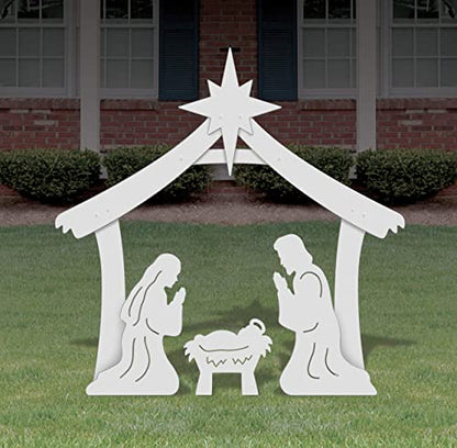FrontYard Originals All-Weather Outdoor Holy Family Nativity, Waterproof, Made in USA, 4ft Tall, Durable Material, Simple Assembly, Easy Storage, Yard Nativity Set