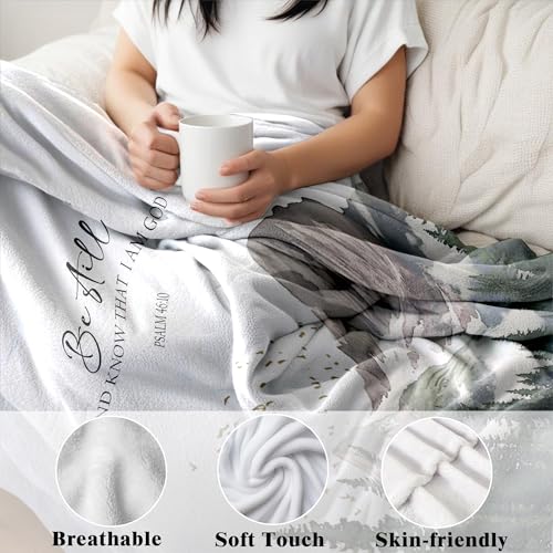 Be Still and Know that I Am God Christian Throw Blanket, 50x60 Inches - color: Mountain