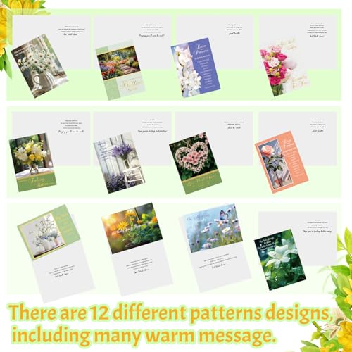 Motiskyy 72 Pack Religious Get Well Cards Bulk with Envelopes Stickers Christian Get Well Soon Greeting Cards with Scripture Encouragement Blessing 4.5 x 6.2 Inch(Natural Flowers) - style: Natural Flowers