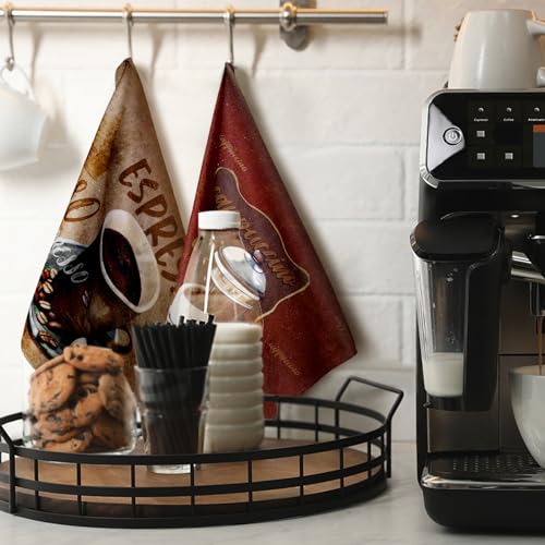 Boyiee 6 Pcs Coffee Kitchen Towels Brown Retro Kitchen Decor - color: Coffee