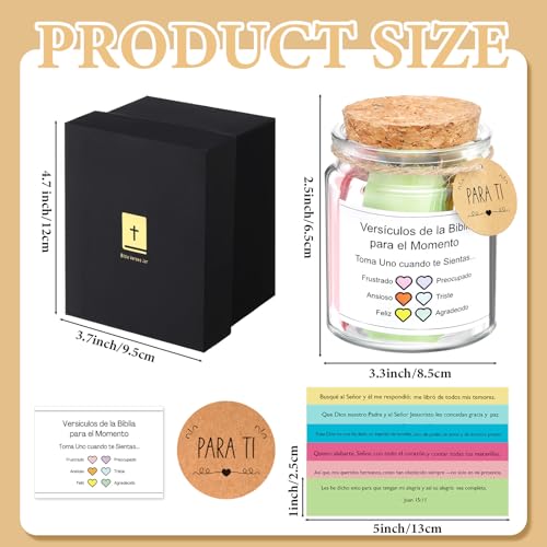 Spanish Bible Verse Jar Read Me Bible Verses Jar Tarro De Versículos Bíblicos En Español Christian Gift for Mom Women Men Regalos Cristianos Para Mujer Spanish Scripture Prayer Hope Cards with Box - style: Spanish