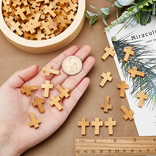 SUNNYCLUE 200Pcs Wood Cross Charm Pendants Natural Wooden Small Cross Charms Pendants with Hole for Party Favors Easter Holiday Necklace Jewelry Making DIY Craft Handmade Accessories 0.87 Inch, Camel - color: 200Pcs Camel 22x15mm