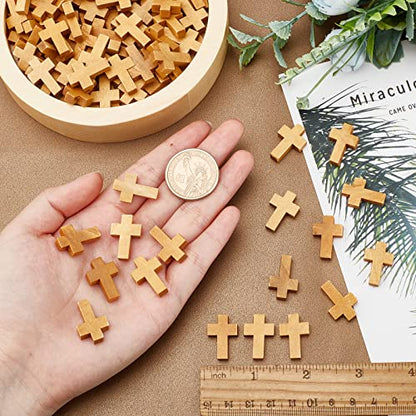 SUNNYCLUE 200Pcs Wood Cross Charm Pendants Natural Wooden Small Cross Charms Pendants with Hole for Party Favors Easter Holiday Necklace Jewelry Making DIY Craft Handmade Accessories 0.87 Inch, Camel - color: 200Pcs Camel 22x15mm