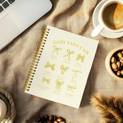 THDSE Bible Journal for Women, Christian Prayer Journal Notebook Gifts for Teen Girls Kids, Bible Study Supplies, Cute Bows Church Faith Journaling Hardcover Spiral Notebook 5.5 X 8.3(Baby Yellow) - color: BabyYellow
