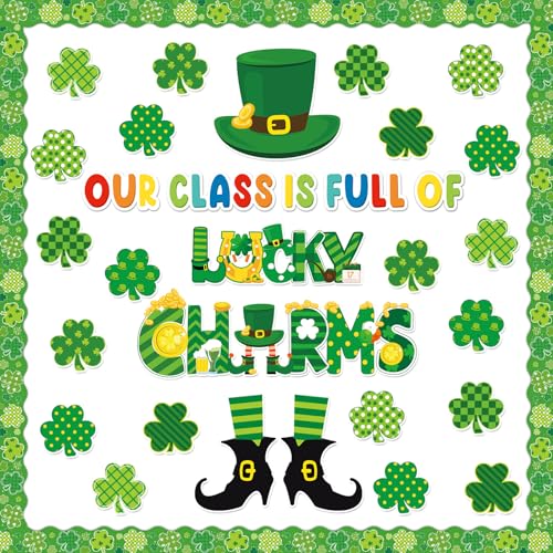 gisgfim St.Patrick Day Bulletin Board Decoration Set Lucky Shamrock Borders Cutouts for Party School Classroom Door Welcome Bulletin Board Craft Home Wall(St. Patrick's Day) - style: St. Patrick's Day