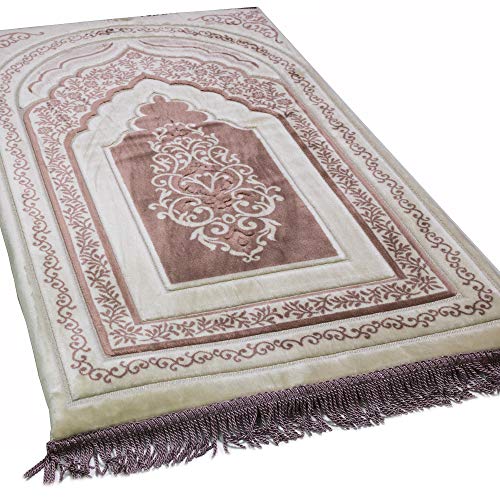 Modefa Orthopedic Prayer Rug | Padded Foam Cushion Janamaz Sajjada | One Inch Thick Soft Velvet Islamic Namaz Sajadah Carpet (Pink) - color: Pink