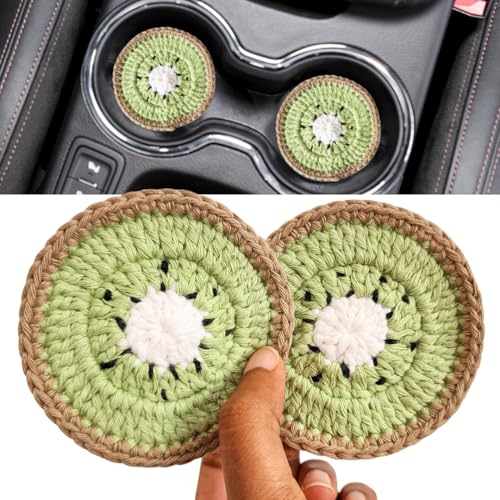 Cotton Crotchet Fruit Car Coaster Set (Kiwi Kiss) - color: Kiwi Kiss