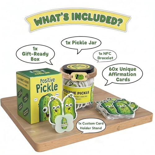 Emotional Support Pickle, Positive Pickle Jar with 60 Affirmation Cards, Gifts for Women, Men - color: Pickle Jar