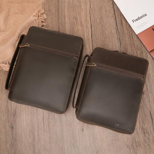 Polare Cowhide Leather Bible Cover Church Bag Bible Protective Book Holder Carrying Case Folder Organizer Portfolio (Dark Brown-Medium) - style: Dark Brown-Medium
