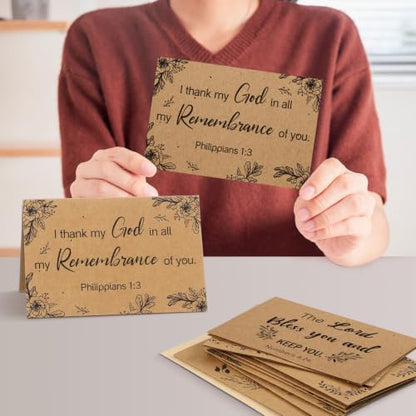 24 Pack Christian Thank You Appreciation Gift Cards, Kraft - style: Kraft