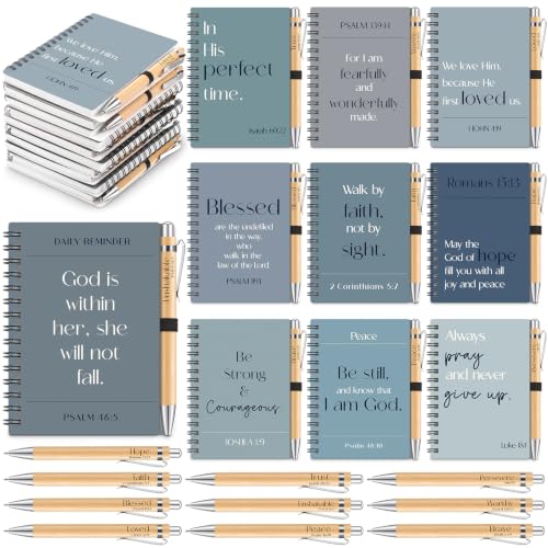 Eaasty 10 Sets Christian Gifts Bulk Bible Notebook with Pen, Blue Gray - color: Blue Gray