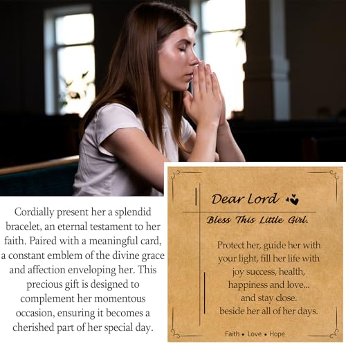Christian Cross Bracelet for Women Girls, Adjustable Stainless Steel Beaded Cross Bracelets, First Communion Confirmation Easter Religious Bapstim Natural Gemstone Jesus Bracelet Gifts for Her - style: Dear Lord