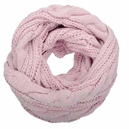 NEOSAN Womens Thick Ribbed Knit Winter Infinity Circle Loop Scarf - color: Twist Light Pink