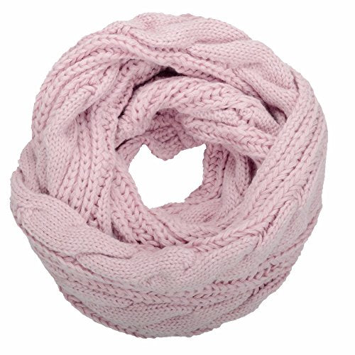 NEOSAN Womens Thick Ribbed Knit Winter Infinity Circle Loop Scarf - color: Twist Light Pink