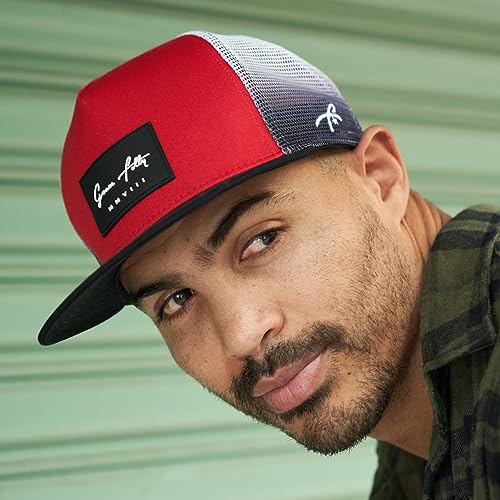 Grace Folly Trucker Hat for Men & Women. Snapback Mesh Caps - color: Red & Black With Fade