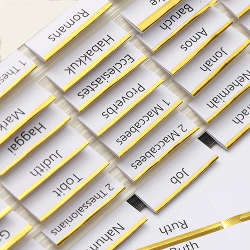 Mr. Pen- Laminated Bible Tabs, 75 pcs, Easy-to-Read & Apply - color: White With Gold Edge